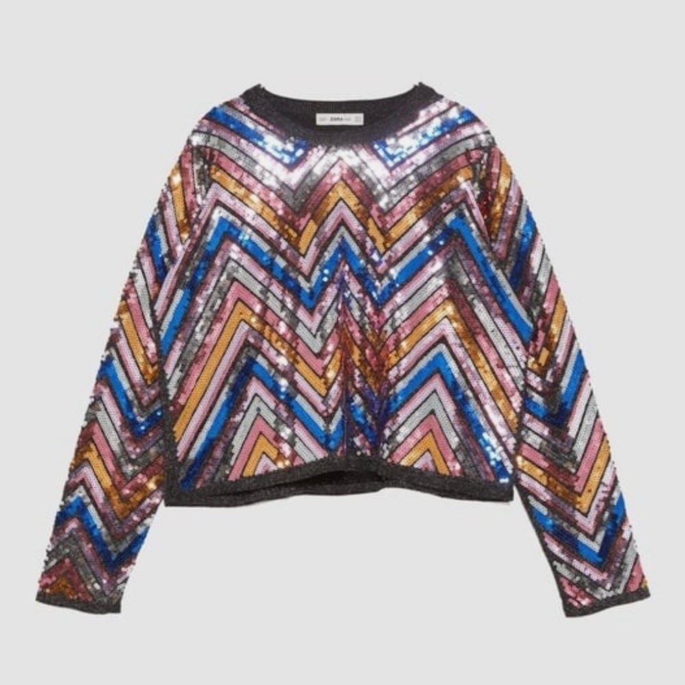 Zara Multicolor Sequin Chevron Top